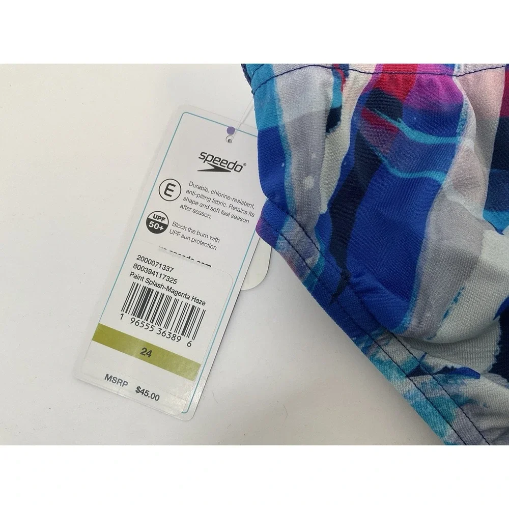 NWT Men's Speedo Vibe Collection Eco Endurance Brief Swim Trunks Paint Splash 24